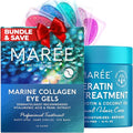 MAREE Complete Beauty Solution - Under Eye Gels & Hair Mask, Conditioner - Marine Collagen, Hyaluronic Acid, Coconut Oil & Keratin - Reduces Puffy Eyes & Dark Circles, Hydrating Fine & Frizzy Hair