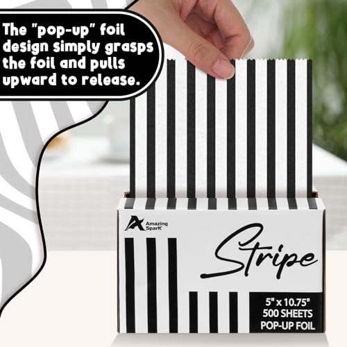 Black and White Stripes Hair Foils for Highlighting - 500 Sheets, Salon Use, Pop-up Dispenser