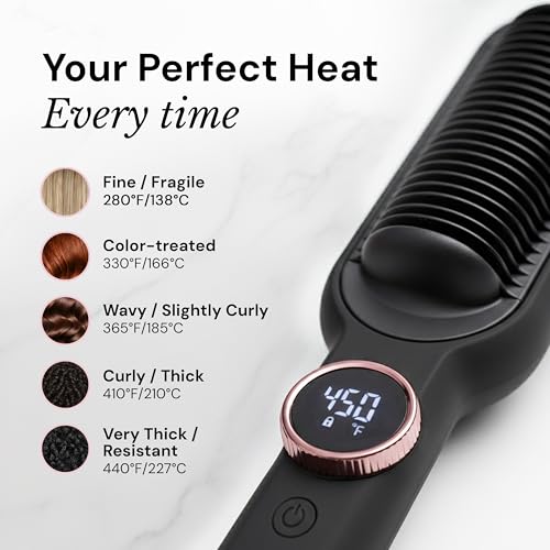 Digital Comb Hair Straightener Brush - Black - 2-in-1 Ionic Styling Tool