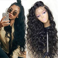 Deep Wave Lace Front Wigs 13x4 Body Wave Natural Black 24 Inch Synthetic Glueless Wig