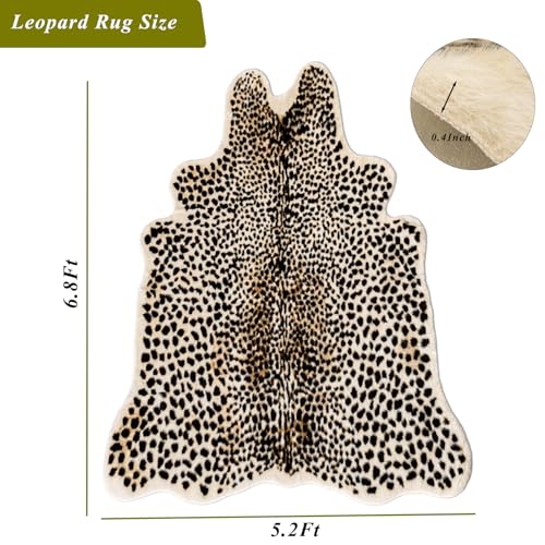 Seek4comfortable Leopard Print Rug 6.8x5.2 ft Faux Cheetah Animal Carpet