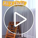 Brown 3-Step Folding Ladder Stool - Solid Pine Wood, Max 330 lb Capacity, Anti-Slip, Space-Saving Design for Home & Kitchen