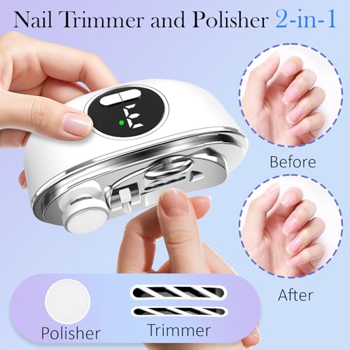 YunLuna 3-in-1 Electric Nail Clipper for Seniors with Light & Grinder