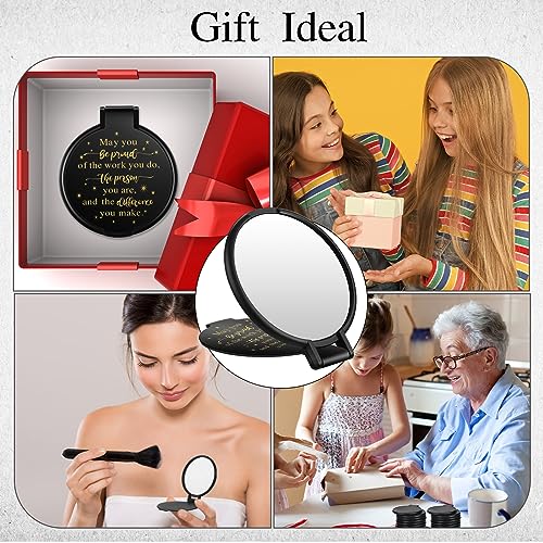 Huwena 100 Pcs Black Compact Mirrors Bulk Gift for Women, Employee Appreciation Gifts for Coworker Staff, Be Proud of The Work You Do, Goodie Bag Stuffers for Christmas, Team Building