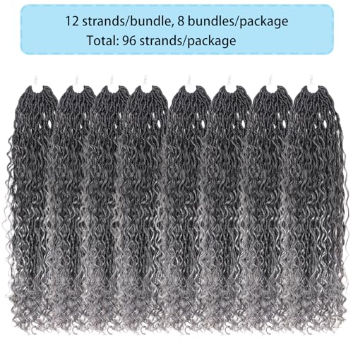Saisifen Boho Crochet Hair Locs Ombre Grey 14 Inch for Black Women