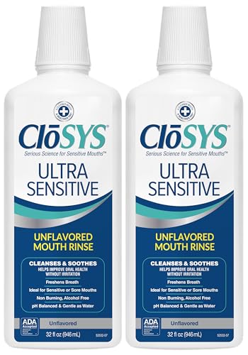 CloSYS Ultra Sensitive Alcohol-Free Mouthwash 32 Oz Pack of 2 - Gentle Oral Care