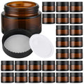 Amber Glass Jars with Black Airtight Lids - 1oz Travel Cosmetic Containers - NOOEEISS