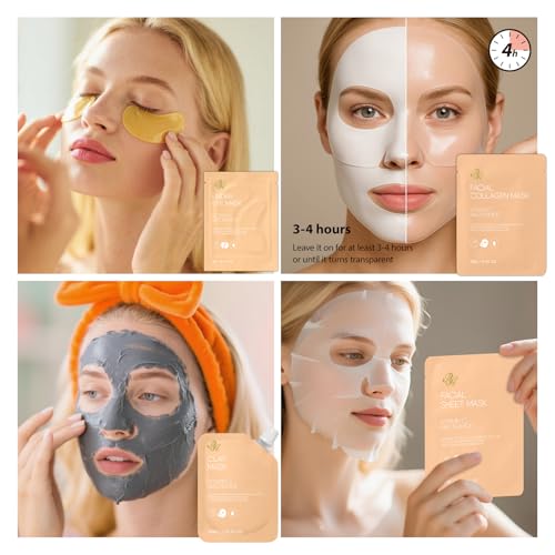 33 pcs Valentines Day Gifts for Women, Orange Facial Kit, Skin Care Gift Set, Self-Care Kit, Spa & Bath & Body Basket Gift, Beauty Bag, Face Gel Mask, Pampering Kit, Birthday Gift, Mother Day