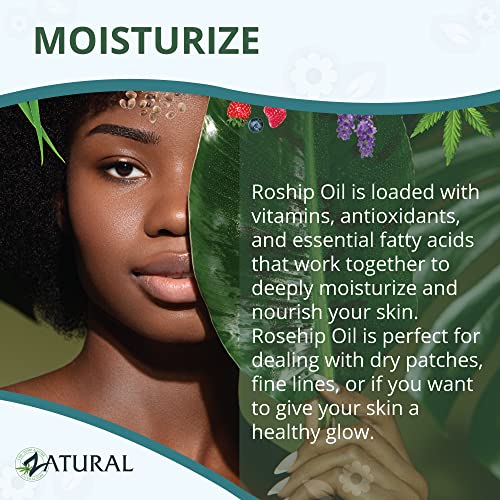Zatural ROSA CANINA - Organic Rosehip Oil for Face, Nails, Hair and Skin - Cold Pressed Rose Hip Oil (16 oz)