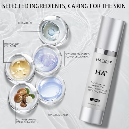 HACIRFE 1.69 Fl Oz Multi-Weight Hyaluronic Acid Face Serum with Niacinamide - Hydrating & Anti-Aging