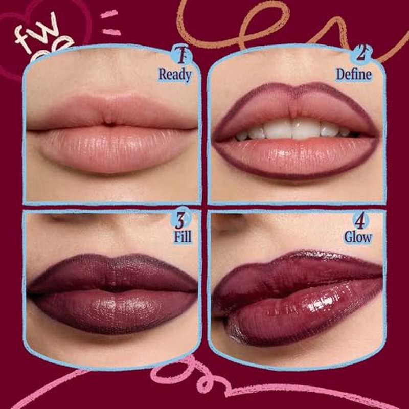 fwee Long Lasting Dual Coloring Stick Lip Liner, Pretty Savage | All-in-one dual stick, Satin Finish | Smooth glide, Smudge-proof, Highly Pigmented, Purple | 1.2g (06 Pretty Savage)