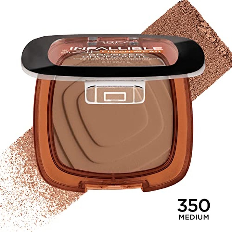 L'Oreal Paris Infallible Up to 24H Fresh Wear Soft Matte Longwear Bronzer. Waterproof, heatproof, Transfer, humidity and sweatproof, Medium, 0.31 oz