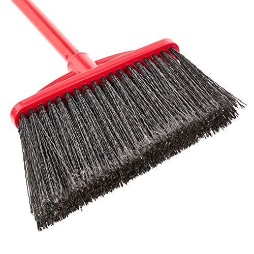 Angle Broom with Metal Handle - 11-inch Wide Floor Sweeper 6-Pack Black & Red