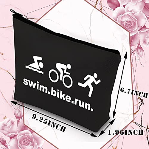 BDPWSS Triathlon Gifts Swim Bike Run Cosmetic Makeup Bag Travel Pouch For Women Triathlete Inspirational Gift Triathlon Lover Gift (swim bike run bl)