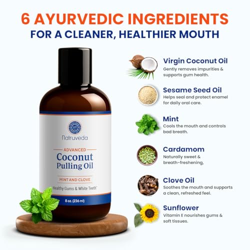 Coconut Oil Pulling Mouthwash 3 Pack - 24 Fl Oz Cocomint Flavor, Organic Ayurvedic Oral Rinse