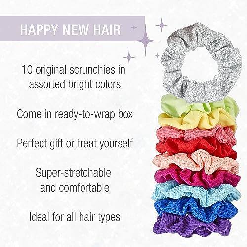 Scunci by Conair Gift Set, Gift Box Under $20, Includes 10 Scrunchies in Bright Rainbow Colors