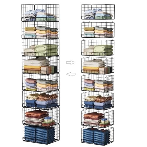 Yociyoga Black 8-Tier Stackable Foldable Closet Organizer Shelves