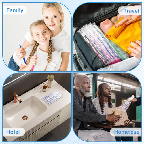 200 pcs Prepasted Disposable Toothbrushes Bulk - 2 Colors, Travel-Ready