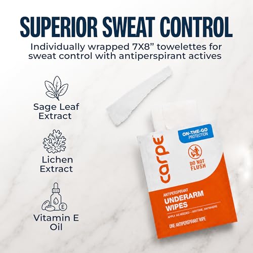 Carpe Antiperspirant Wipes Pack of 2 - 15 Count Each, On-The-Go Sweat & Odor Relief
