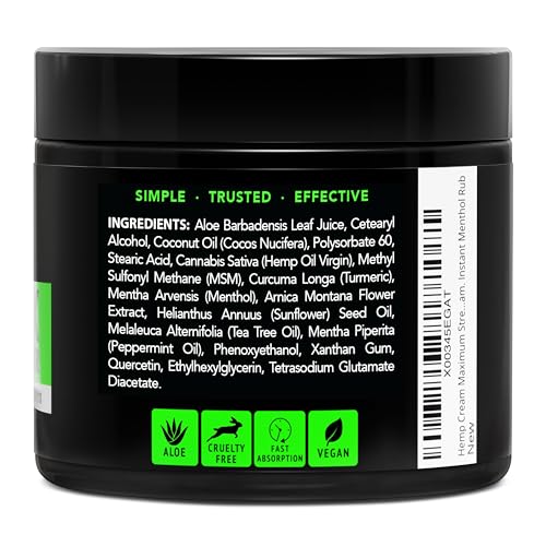 Menthol Hemp Oil Cooling Topical Cream with Turmeric & Arnica - 4oz