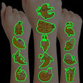 Banana Pre-Cut Temporary Tattoos 8 Sheets 96PCS Yellow Banana Party Decorations Supplies Favors Fruits Theme Birthday Stickers Christmas Gifts for Boys Girls Class School Prizes Carnival (Luminous)