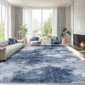 Amada 8'x10' Dark Blue Abstract Washable Area Rug for Living Room