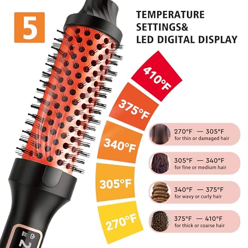 2-in-1 Thermal Curling Brush and Iron - 1.5 Inch Hot Round Styling Tool