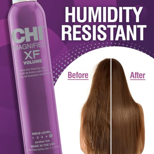 CHI Magnified Volume XF Finishing Hair Spray - Extra Firm Hold, 12 Oz (Pack of 1) - Humidity Resistant, Volumizing Spray
