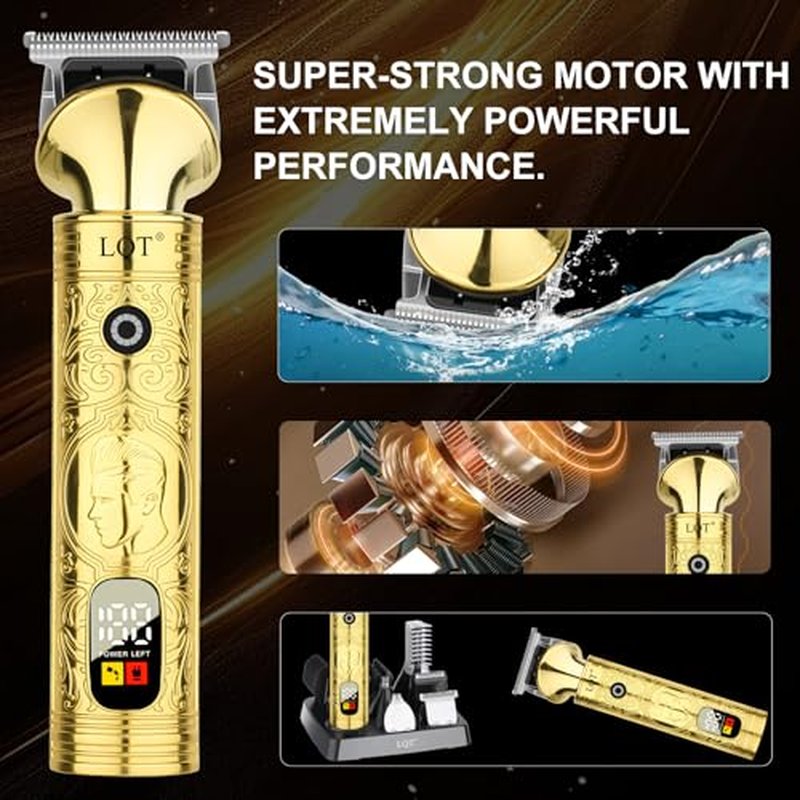 Beard Trimmer for Men, Portable 6 in 1 Hair Clippers,Waterproof Cordless Hair Clipper,Mens Grooming Kit for Mustache Facial Hair, Rechargeable Beard Trimmer Kit, Gifts for Men(Gold)
