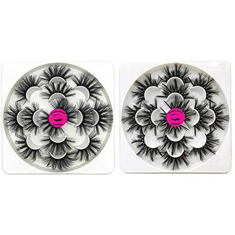 DAODER 25mm Lashes Pack Fluffy Faux Mink Dramatic Long Wispy Soft 8D False Eyelashes Bulk for Women Bold Makeup 14 Pairs