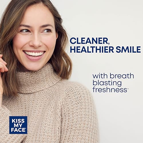 Kiss My Face Triple Action Herbal Mint Toothpaste Gel 6 Pack - Natural Whitening & Tartar Control, Fluoride-Free