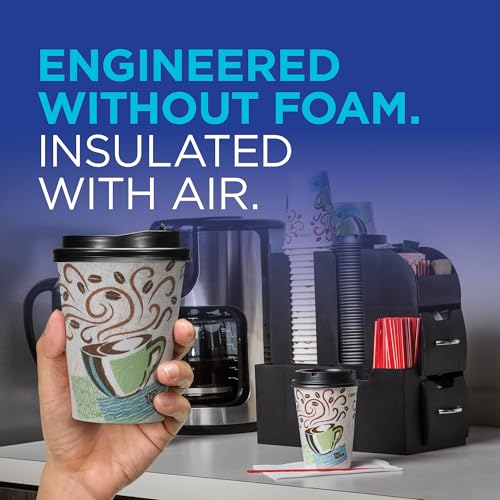 Dixie PerfecTouch 12 oz Disposable Coffee Cups - 500 Count, Insulated, No Foam, Haze Design