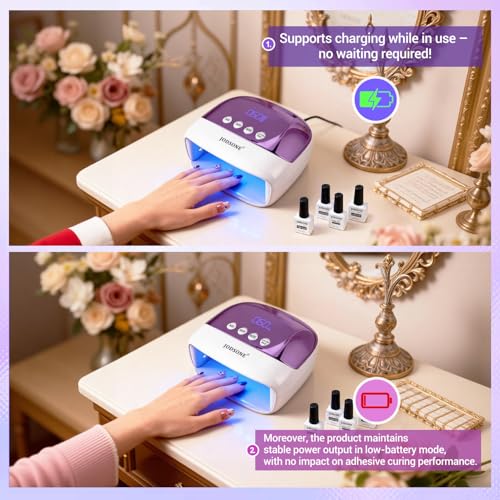 JODSONE Z180001 Cordless LED Nail Lamp with LCD Touch Screen, 4 Timers, Rechargeable Portable Nail Dryer for Home & Salon