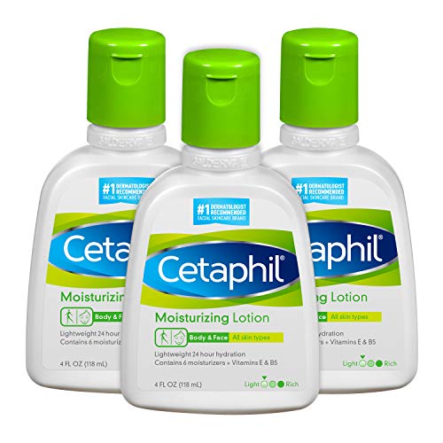 Cetaphil Moisturizing Lotion Pack of 3 - 4oz Hydrating Body Lotion for Sensitive Skin - Instant 24H Moisture