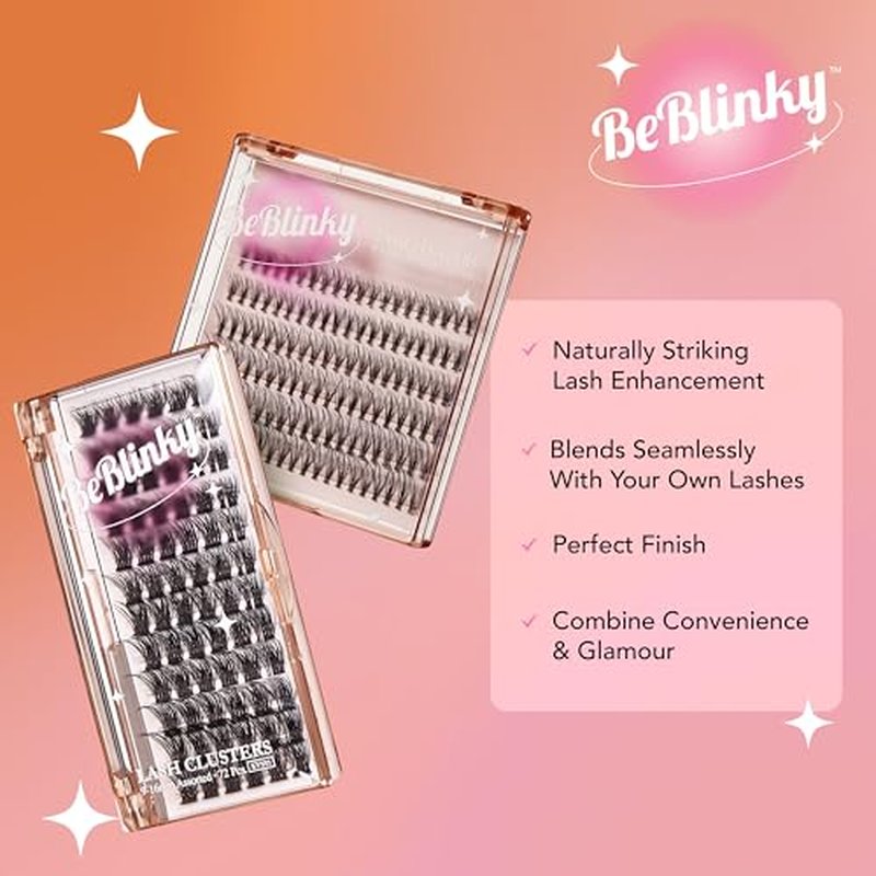 False Eyelashes, Lash Extension Kit 07, 9mm-16mm, Narrow Band, Easy to Apply and Remove, No Damage to Natural Eyelashes, 120 Lash Clusters - Wispy
