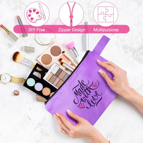 40 Pack Canvas Makeup Bags Bulk Zippered Pouches 10 x 5 x 2 Inch
