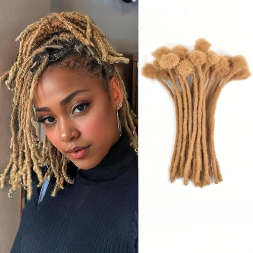 Honey Blonde Human Hair Dreadlock Extensions 8 Inch - Full Head Style