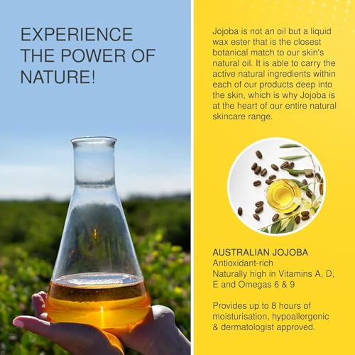 Jojoba 100% Pure Australian Oil 250ml ? Cold-Pressed Natural Oil for Face, Hair & Body ? Lightweight, Non-Greasy, Hypoallergenic Moisturizer ? Sustainably Grown & Bottled in Australia (250ml)