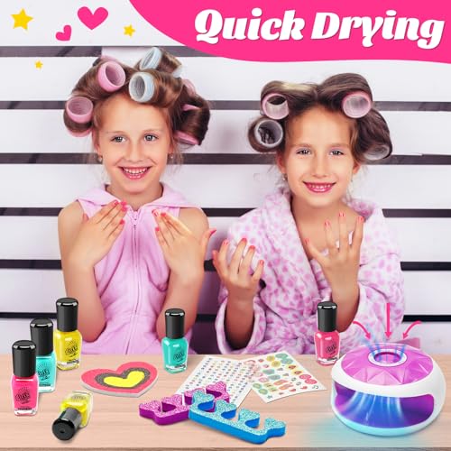 Kids Spa Day Kit for Girls, Foot Spa with Nail Dryer & Bath Bombs,Kids Foot Spa with Music Foot Soak Tub & Nail Polish Set, Girls Toys Gifts for 6-12, Christmas Birthday Gifts