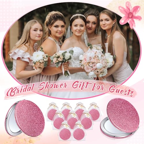 Chunful 30 Sets Compact Magnifying Mirrors Gifts with Thank You Card and Rope Quinceanera Party Favors for Guests Bridal Shower Wedding Souvenir Bridesmaids Mother's Day(Pink)