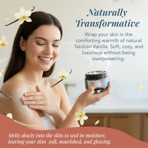 Whipped Body Butter with Organic Shea & Tahitian Vanilla - 4 oz Moisturizer for Dry Sensitive Skin