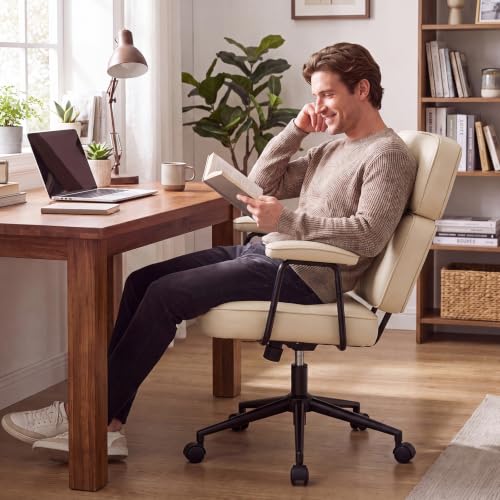 Ergonomic Home Office Desk Chair with PU Leather & Adjustable Features