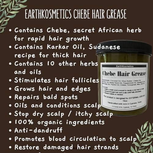 Hair Growth Chebe Hair Grease with Herbs & Oils for Scalp Nourishment - 6.05 Oz