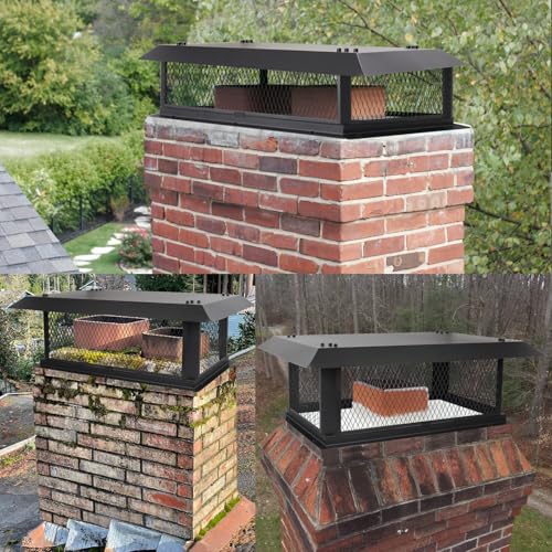 Black Galvanized Steel Chimney Cap Cover 14x30 for Outdoor Fireplace Ventilation