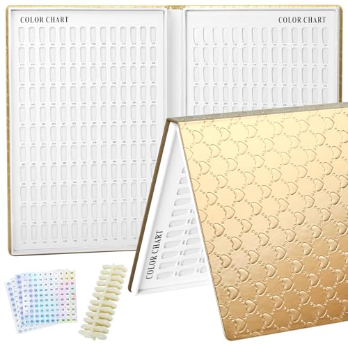 308 Colors Nail Swatches Book with 360 Nail Tips - Gold Variation