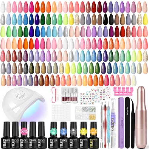 Gel Nail Polish Kit with UV Light, Nail Drill & 68 Pieces for DIY & Professional Nails