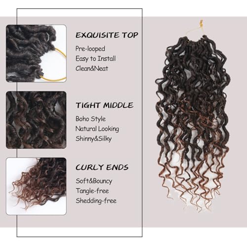 Goddess Locs Crochet Hair 8 Inch - T30, 9 Packs, Curly Ends, Lightweight & Natural