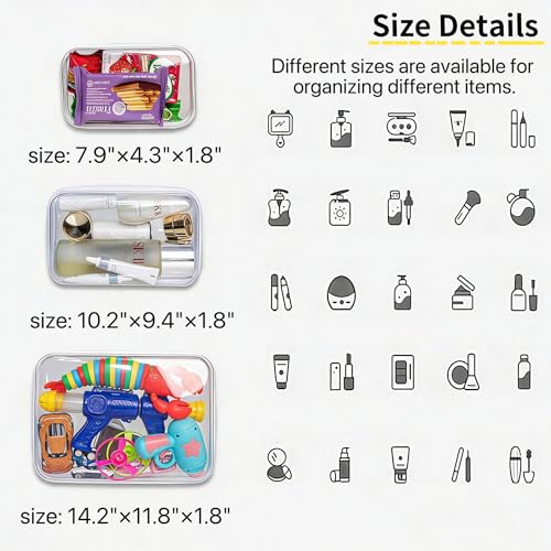 Clear Hard Shell Zipper Case, Clear Zipper Pouches for Travel, Toiletries, Makeup, Electronics & Pencils£¨5Pcs, Medium£©