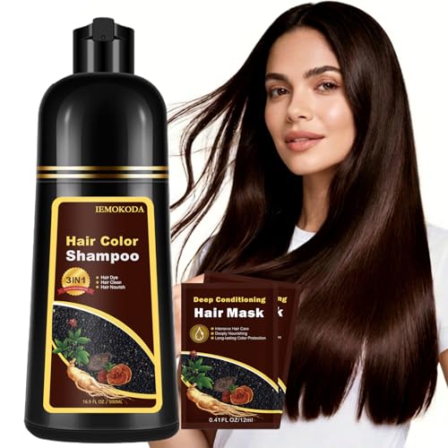 Dark Brown Hair Dye Shampoo 3-in-1 for Gray Coverage, Root Touch Up, Long-Lasting, Easy DIY, 16.9 Fl Oz - Variation: Dark Brown
