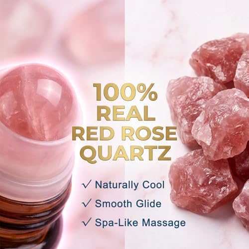 Organic Castor Oil & Frankincense Roll-On with Rose Quartz Eye Roller 1.7 Fl Oz